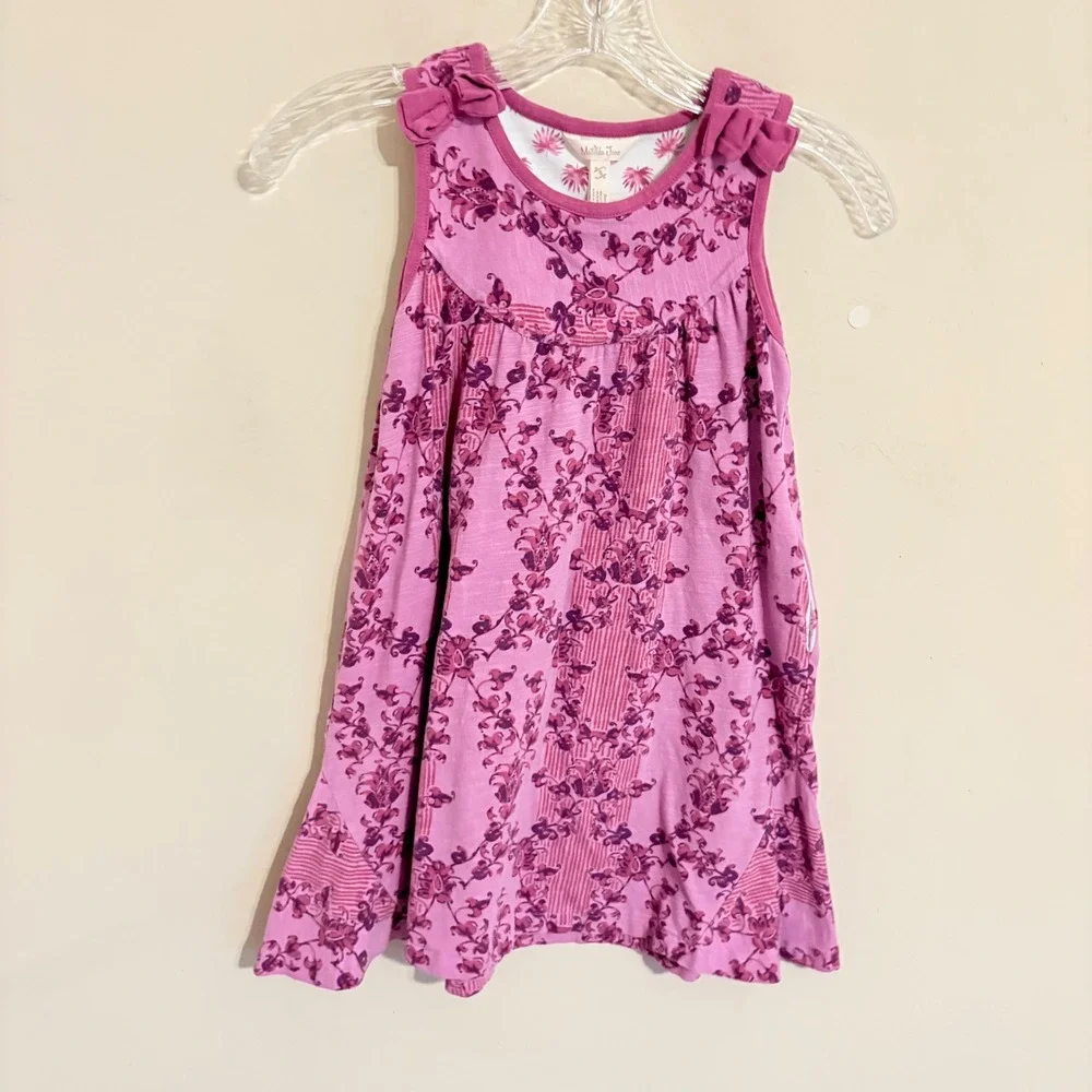 Matilda Jane Girls Clearwater Pink Floral Bow Sleeveless Dress Size 8